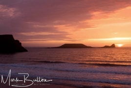Sunset at Worms Head, Rhossili, The Gower Peninsula