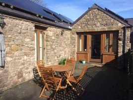 The patio area at Corn Cottage self-catering accommodation, Rhossili, Gower