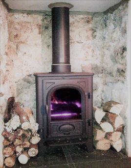 Log burner of Limetree Cottage Port Eynon self-catering Gower Peninsula
