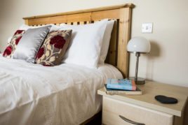 The en-suite double bedroom at Brynymor Cottage holiday accommodation, Llangennith, Gower Peninsula