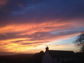 Sunset at Hills Court bed and breakfast, Reynoldston, Gower