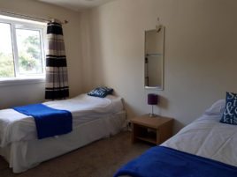 The twin bedroom at Sea Breeze self-catering Apartment 2, Horton, Gower