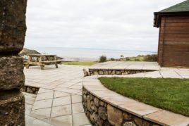 The patio area overlooking the sea at Brynymor Cottage self-catering accommodation, Llangennith, Gower