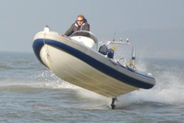 The big jump in the power boat at Swansea Watersports, Swansea