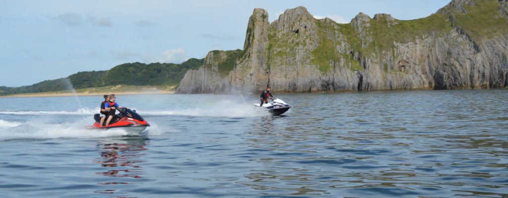 Jet-skiing at Oxwich Watersports, Tor Bay, Gower Peninsula