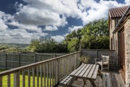 The decking at The Tractor House holiday cottage, Llethryd, Gower near Swansea