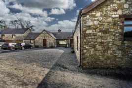 View of The Tractor House self-catering accommodation, Llethryd from the yard