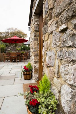 The patio area at The Bower Cottage self-catering holiday cottage, Port Eynon, Gower