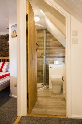 The upstairs shower room at The Bower Cottage self-catering cottage, Port Eynon, Gower
