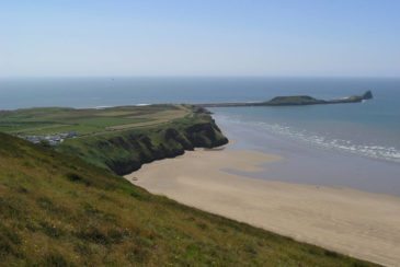 Rhossili village and Worms Head, Gower Peninsula