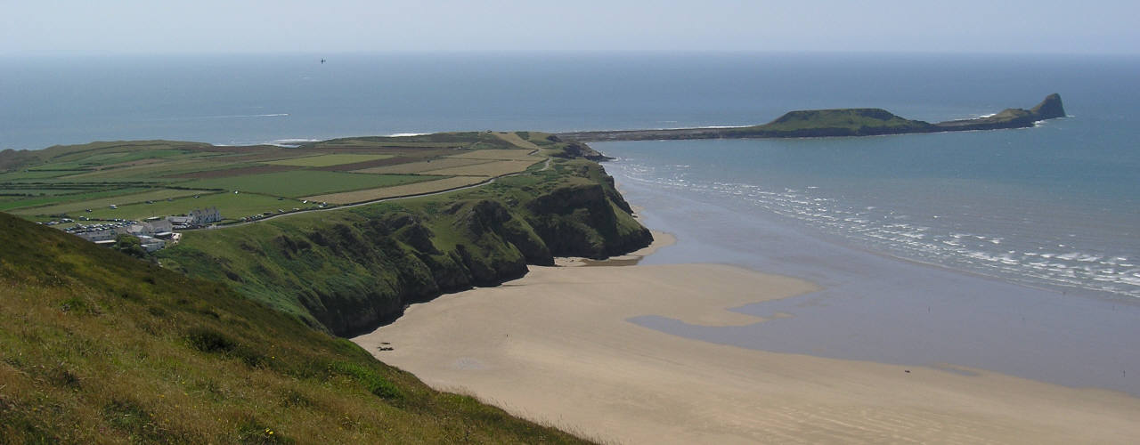 Rhossili village and Worms Head, Gower